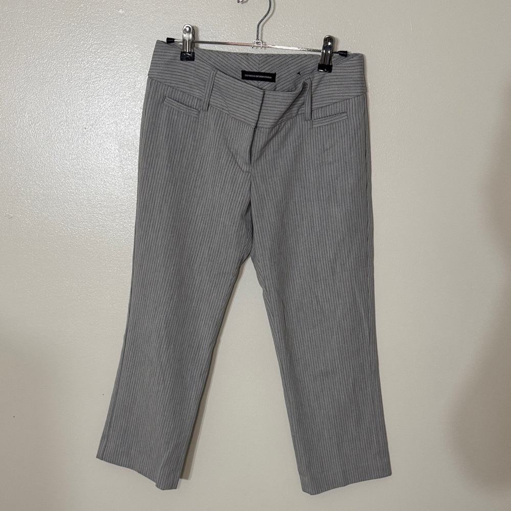 Express Gray Striped Dress cropped Pants